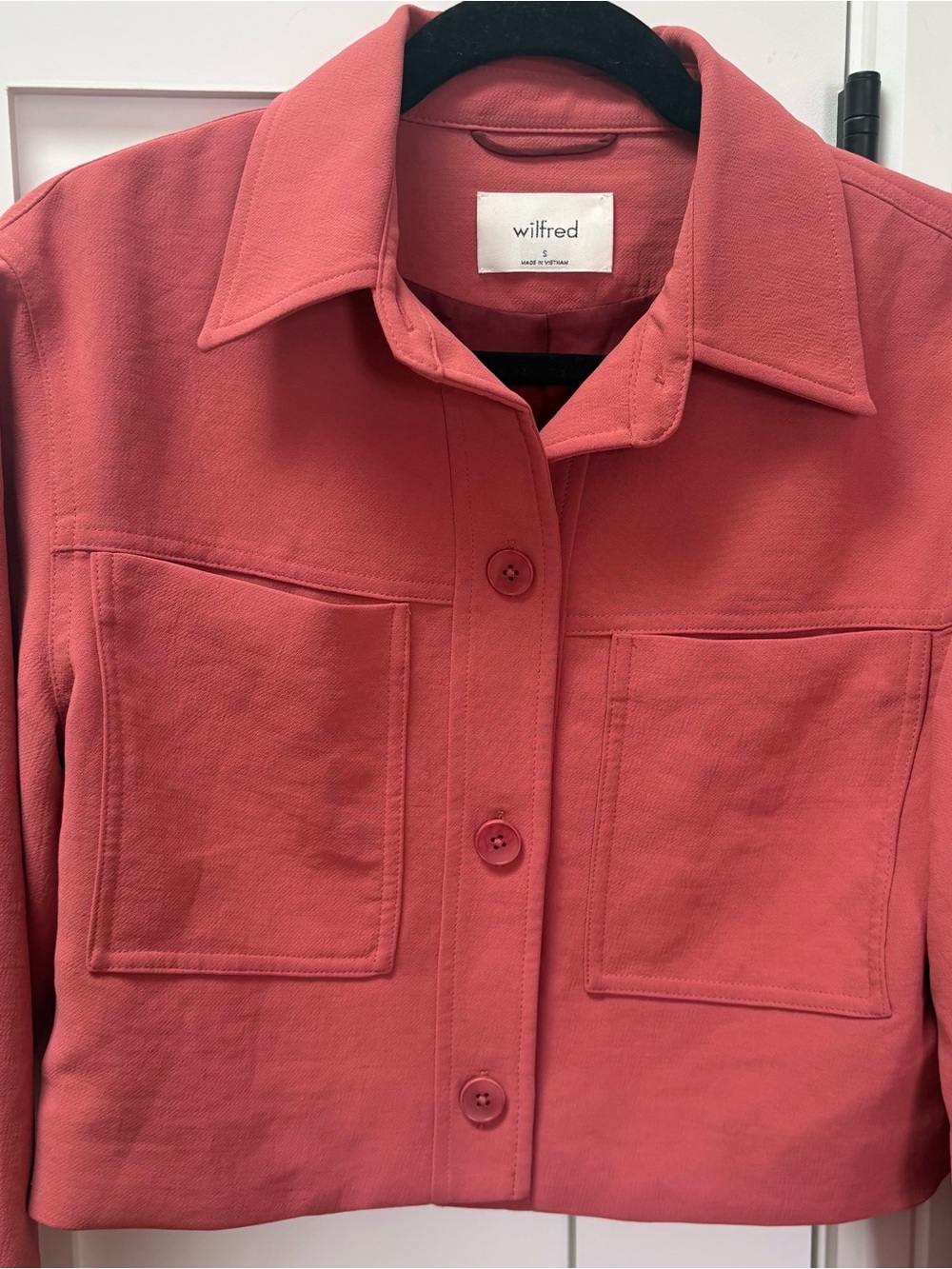 Wilfred Coral-Pink Cropped Button Jacket